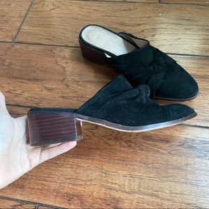 Anthropologie Leather Woven Bow Mule Loafers